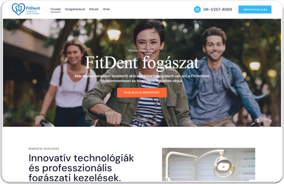 FitDent fogászati weboldal fejlsztés 2025